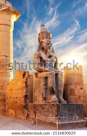 Seated statue of Ramesses II by the Luxor Temple entrance, Egypt