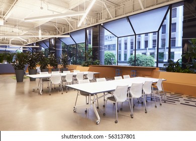 Seating In Empty Corporate Business Cafeteria, Los Angeles