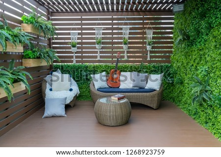 Seating in the garden on the balcony, is a recreation place.