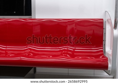 Seating inside the train of SRT Dark Red Line. It is a rapid transit line operated as part of the MBTA subway system from Bangkok to Rangsit