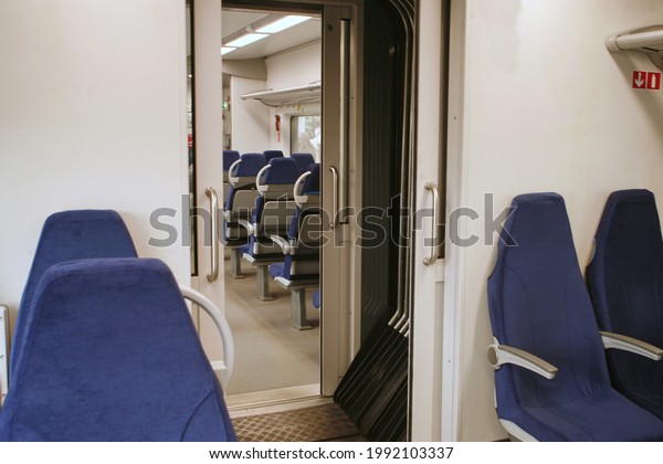 Seats in the train . Seats on public\
transport. Passenger\
transportation.