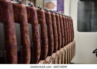 Seats in a train in a row