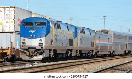 Seattle - August 14, 2022; Amtrak Coast Starlight Passenger Train In Seattle