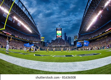 SEATTLE - AUGUST 21:  Seattle Seahawks Play The NFL Champion Green Bay Packers At Century Link Field Formerly Known As Qwest Field During A Football Game August 21, 2010 In Seattle, Washington.