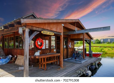 Seattle Boat House At Sunset