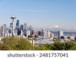 Seattle Cityscape with Mt. Rainier in the Background, Washington, USA