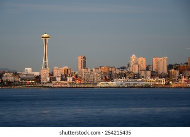 Seattle Downtown Night View From Alki Beach Part