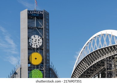 Seattle - July 09, 2022; North Tower And Roof Arch Of Lumen Field Stadium In Seattle, Home Of NFL And MLS Teams And A World Cup Venue