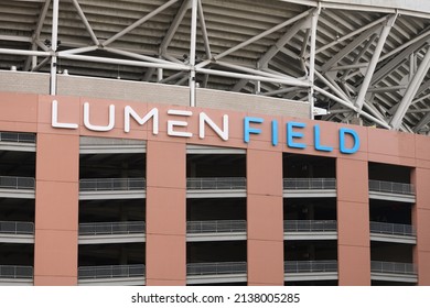 Seattle - March 20, 2022; Lumen Field Sign In Seattle In Detail, Home Of The Seattle Professional Sports Teams