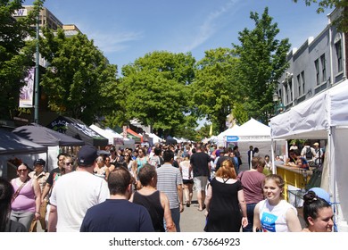 SEATTLE - MAY 21,2017 - Crowds explore the arts and crafts booths at  the University District Street Fair (oldest in the country),Seattle