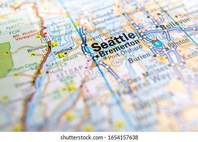 Seattle On A USA Road Map.