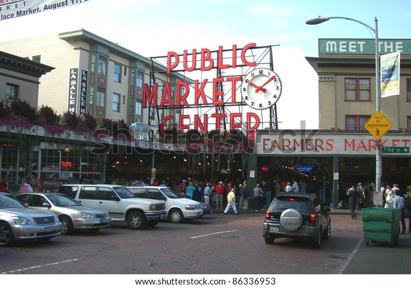SEATTLE - SEPTEMBER 15: Entrance to the Pike\
Place Market on September 15, 2007 in Seattle, Washington. The\
market opened in 1907 and is still a major tourist attraction on\
the Seattle waterfront.