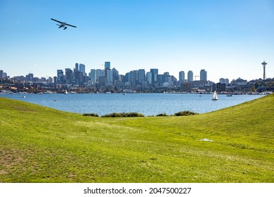 Seattle Skyline Around Noon From Gas Works Park