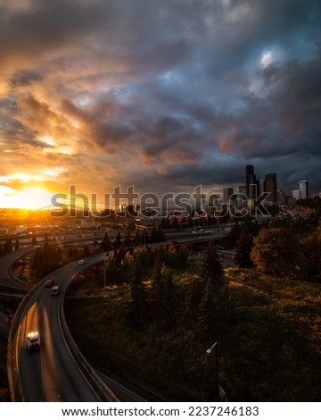 Seattle skyline during golden hour