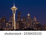 Seattle skyline with the Space Needle at night