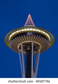 Seattle Space Needle With A Christmas Tree On Top
