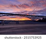 Seattle sunrise view of Lake Union from Fremont bridge