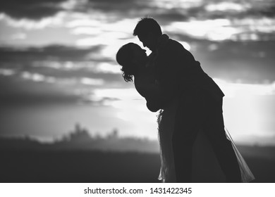 Seattle Sunset Wedding Portraits Silhoutte