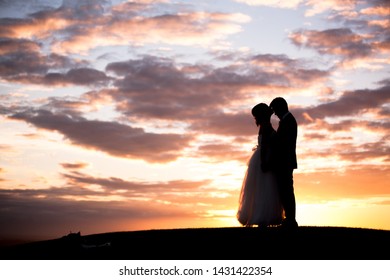 Seattle Sunset Wedding Portraits Silhoutte