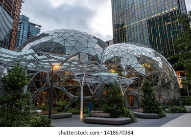 Seattle, United States: October 6, 2018: Entrance To Amazon Spheres