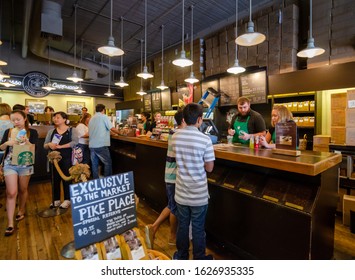 SEATTLE, USA, - JULY, 12, 2012: Inside The First Starbucks Coffee Which Opened In Pike Place, Seattle USA.