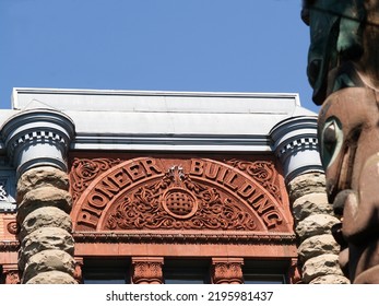 Seattle USA - July 21 2008; Pioneer Building Terra Cotta Stone Engraved Name Detail