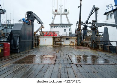 Seattle, USA March 12 2016 - Neat And Clean Highlight This Horizontal View Of The Deck Of A Commercial Fishing Boat At Fishermens Terminal In Seattle, Washington