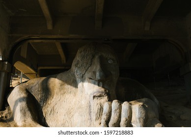 Seattle, USA. The November 2019. Fremont Troll Under The Bridge