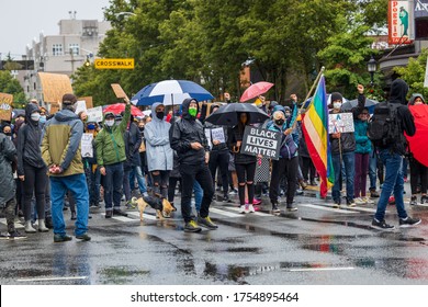 Seattle, WA -12 June 2020 West Seattle Silent March in Support of Black Lives Matter. Admiral Junction to Alaska Junction. News, press, media.