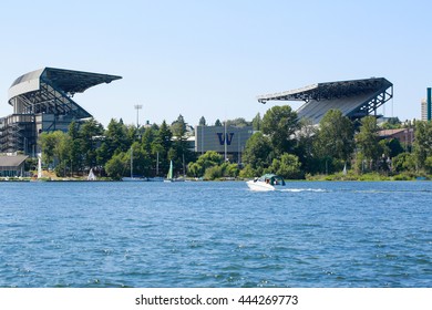 Seattle, WA - March 23, 2011: University Of Washington - Husky Stadium . View From The Water