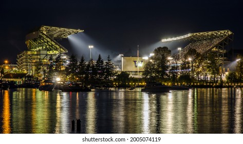 SEATTLE WA - MARCH 23, 2020: University Of Washington - Husky Stadium. View From The Water