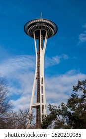 Seattle, WA / USA - 01/21/2017: Seattle Space Needle On A Sunny Winter Day