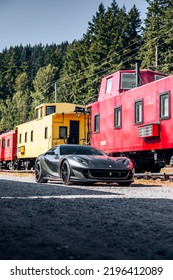 Seattle, WA, USA
August 30, 2022
Ferrari 812 Superfast Parked Next To A Vintage Train