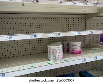 Seattle, WA USA - circa May 2022: View of the low baby formula inventory inside a Rite Aid Pharmacy.
