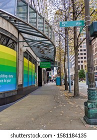 Seattle, WA / USA - Circa November 2019: Exterior View Of A Washington Federal Bank In The Heart Of Downtown Seattle.