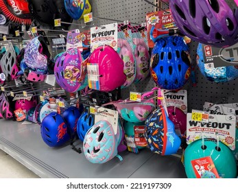 Seattle, WA USA - Circa September 2022: Close Up View Of Bicycle Accessories For Sale Inside A Walmart Superstore.