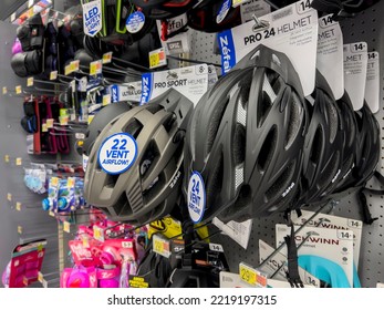 Seattle, WA USA - Circa September 2022: Close Up View Of Bicycle Accessories For Sale Inside A Walmart Superstore.