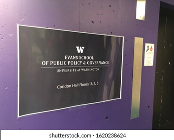 Seattle, WA / USA - Jan 2020: Logo Of Evans School Of Public Policy, University Of Washington. 