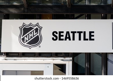 Seattle, WA / USA - July 26, 2019: A sign   for the NHL Seattle near Key Arena.  The new NHL franchise is slated begin playing in the upcoming 2021-22 Season.