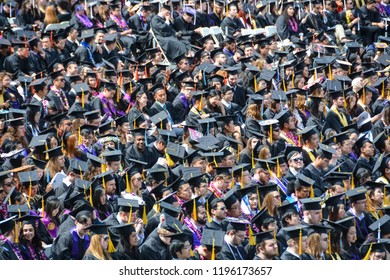 Seattle, WA / USA - June 9th 2018. University Of Washington Graduation Ceremony And Celebration At Husky Stadium.