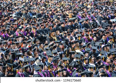 Seattle, WA / USA - June 9th 2018. University Of Washington Graduation Ceremony And Celebration At Husky Stadium.