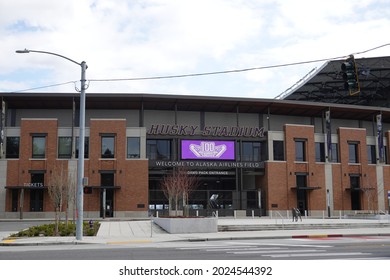 Seattle, WA, USA - March 25, 2021: Husky Stadium (officially Alaska Airlines Field At Husky Stadium For Sponsorship Purposes) Is An Outdoor Football Stadium In Seattle.