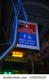 Seattle, WA/ USA- May 26 2020: Social Distance Mandate On Public Transportation 6 Feet Apart Sign