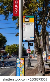 Seattle, WA/ USA- September 1 2020: Bus Station Seattle Capitol Hill Entrance ORCA Card Link Light Rail