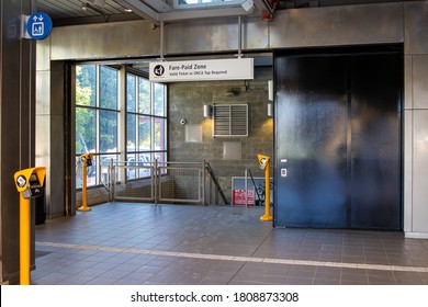 Seattle, WA/ USA- September 1 2020: Bus Station Seattle Capitol Hill Entrance ORCA Card Link Light Rail