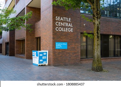 Seattle, WA/ USA- September 1 2020: Seattle Central College Sunny Day Outside Shot On Street