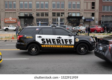 Seattle, WA / USA - September 2 2019: King County Sheriff Transit Police Car On The Road.