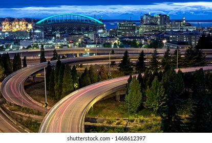 Seattle, Washington - 9/20/2018: Centurylink Field At Night