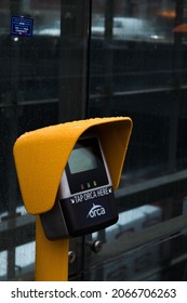 Seattle, Washington - January 27 2020: An Orca Transit Card Reader In Seattle, Washington.