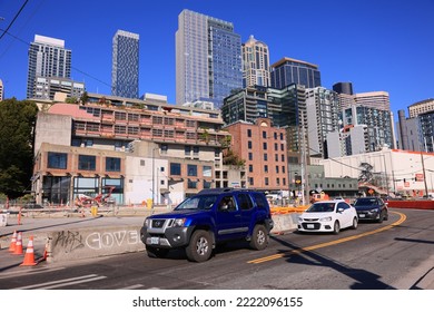 Seattle Washington September 15, 2022 View Of The Great Wheel From Pike Place Market.